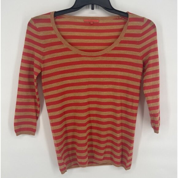 Sinclaire 10 Womens Striped 100% Merino Wool Sweaters Size Small Orange - Picture 1 of 5